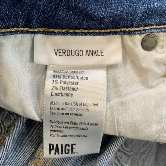 Paige Jeans Womens 26 Nottingham Two Tone Verdugo Ankle Skinny Fringe Hem Denim - Picture 10 of 13